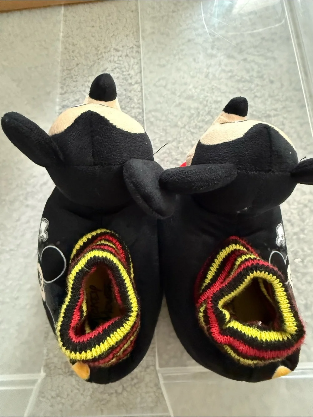 Mickey Mouse Plush Kids One-Piece Slippers - Black & Red